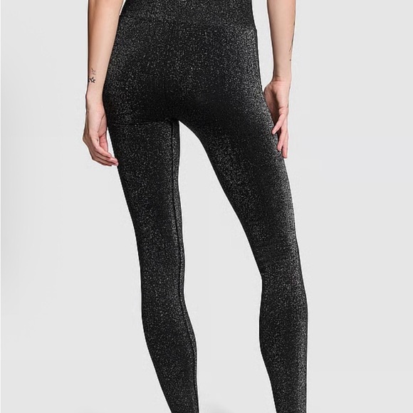PINK Victoria's Secret Black Glitter Stretch Comfort Leggings - Picture 2 of 4